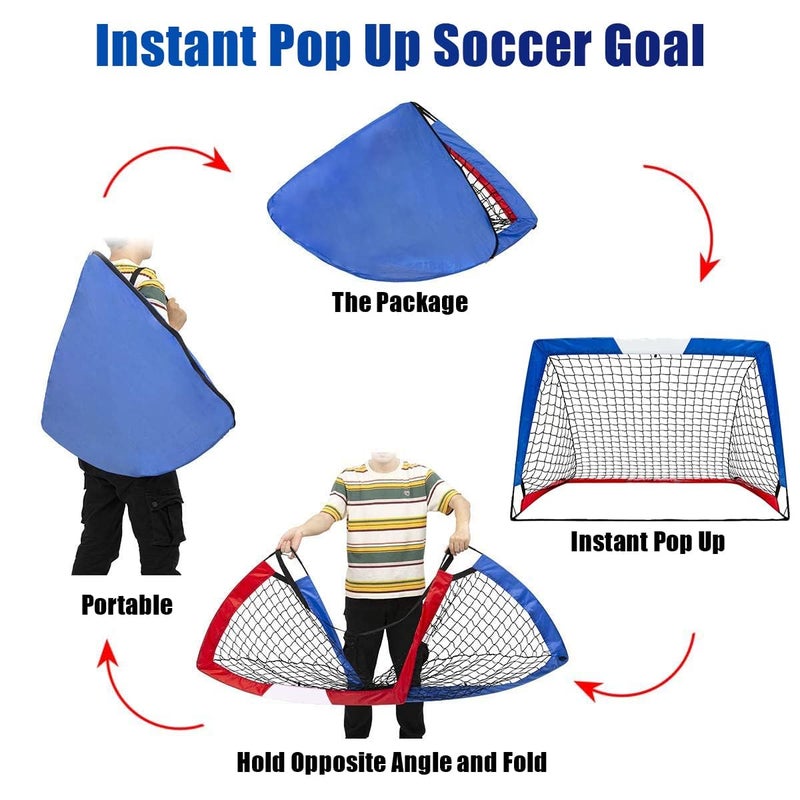 L RUNNZER Kids Soccer Goal, Pop Up Soccer Goal Net for Backyard, Set of 2 with Portable Carrying Case - Image 5